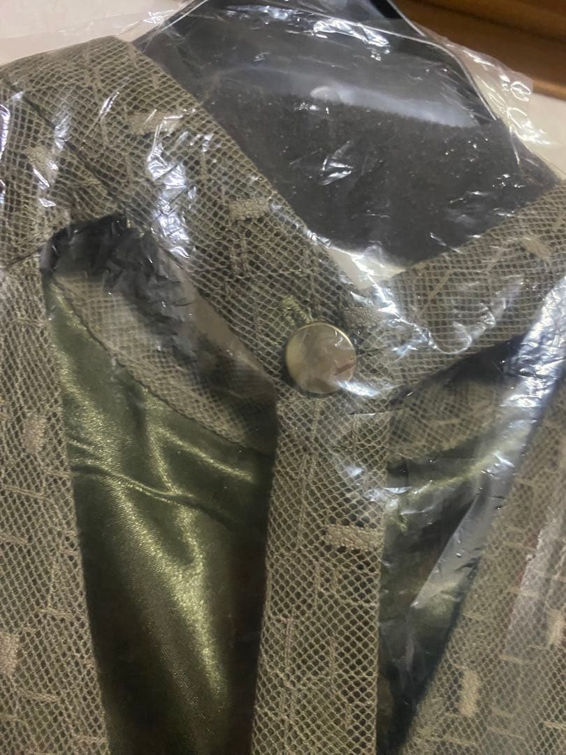 Kana 幾何学柄 レース バックオープン ワンピース パーティードレス　M