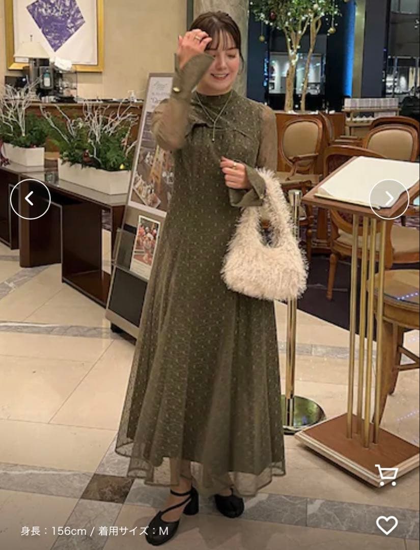 Kana 幾何学柄 レース バックオープン ワンピース パーティードレス　M