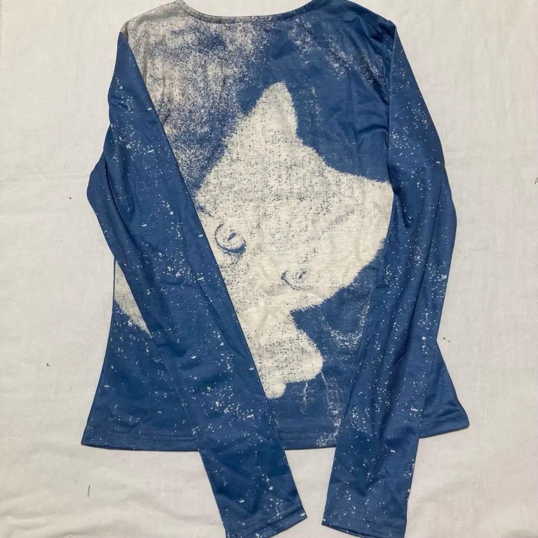 Paloma wool 猫プリント 長袖Tシャツ ブルー