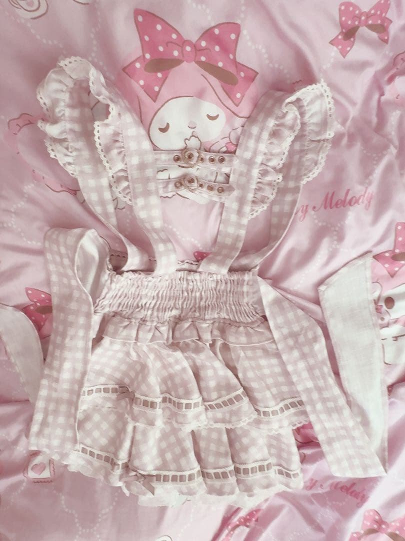 タグ付き LIZLISA はしごリボンギンガムティアードスカパン ピンク