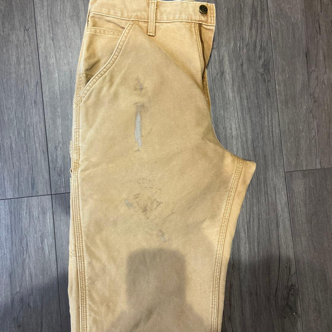 Carhartt W32 L32ワークパンツ ダック生地チェックB111 BRN