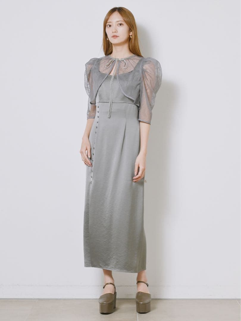 SNIDELワンピース レースボレロ スリット オリーブ オケージョン 結婚式