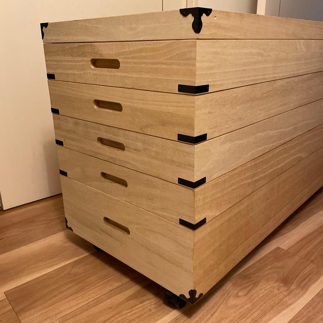 PUTO　桐タンス　着物　収納　５段　キャスター付き