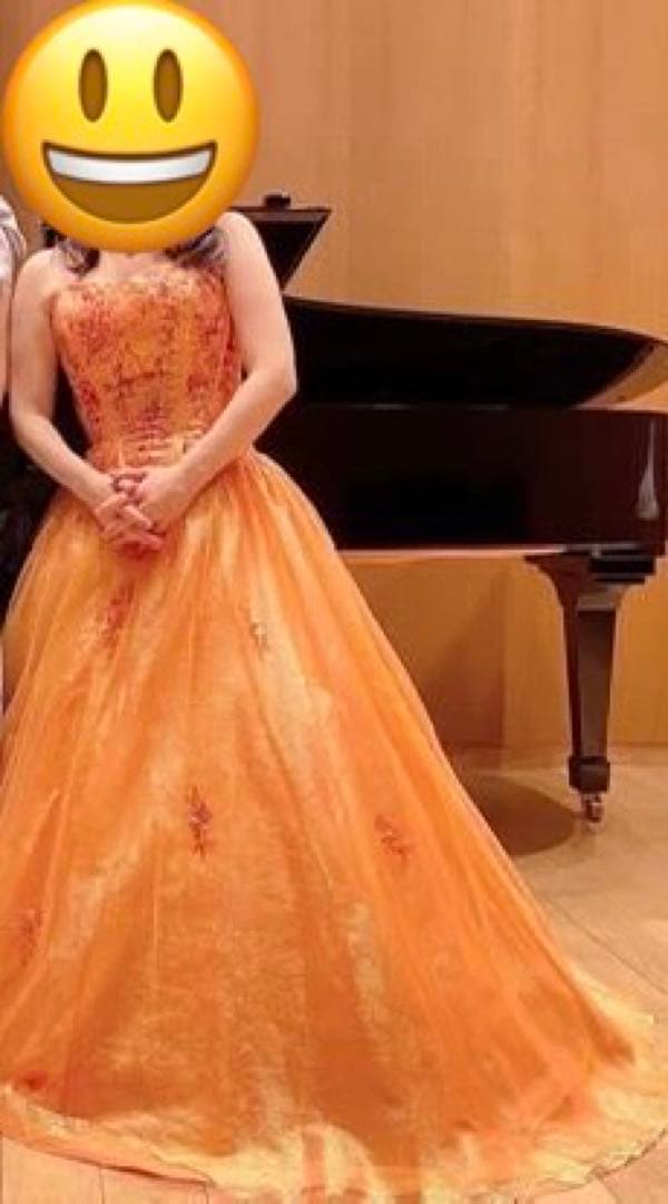 《1/7まで限定セール》 オレンジ カラードレス