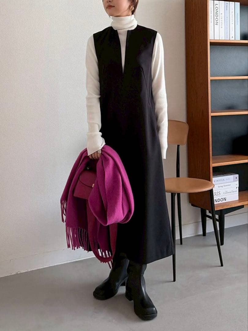 《新品タグ付き》ミラオーウェン リブニットセットレイヤードワンピース