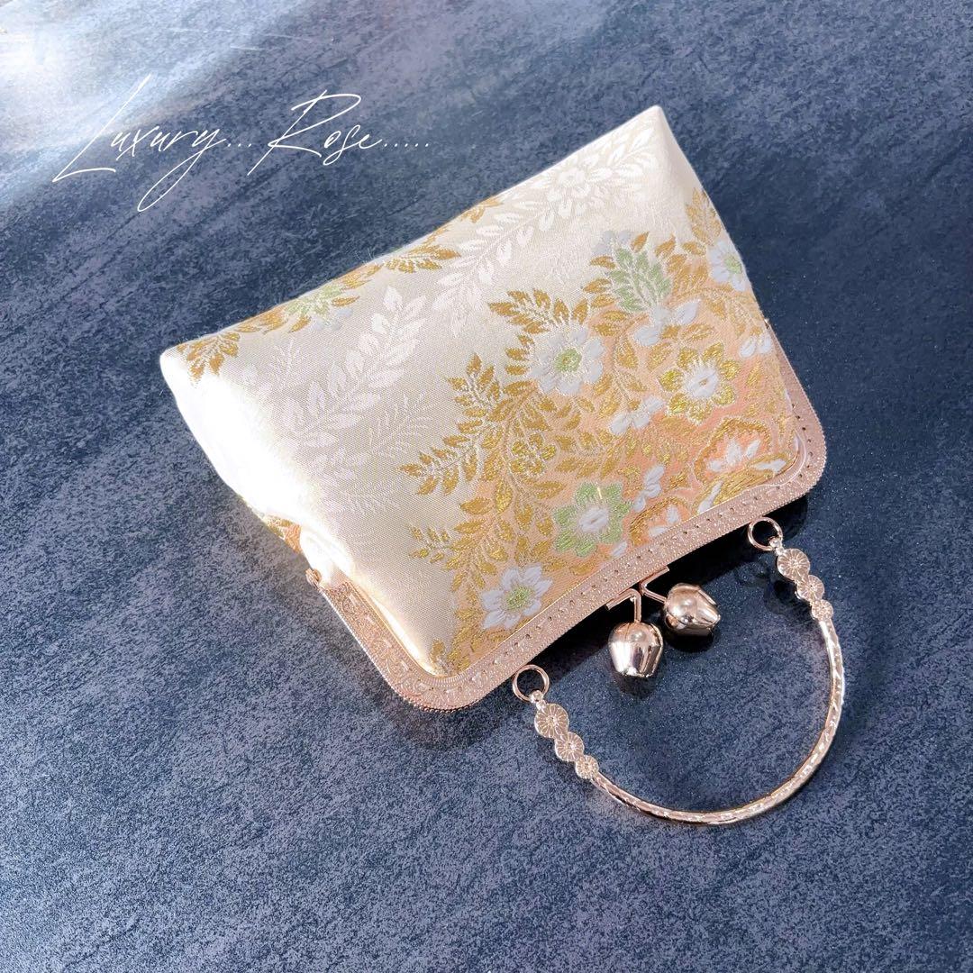 1月新作！若葉の息吹♡優しいゴールド真珠箔ヨーロッパの意匠♡高級帯地バッグ