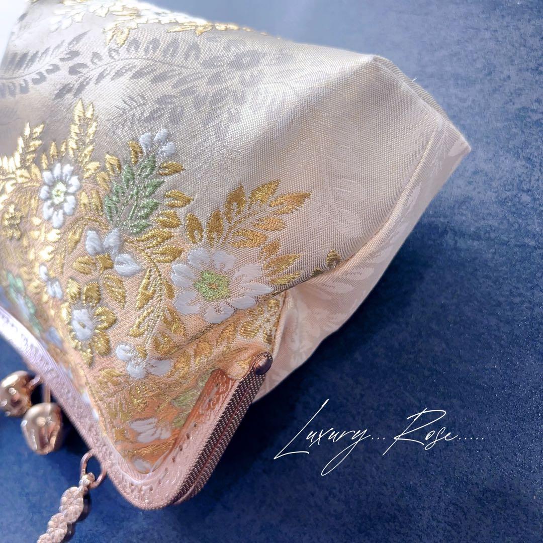 1月新作！若葉の息吹♡優しいゴールド真珠箔ヨーロッパの意匠♡高級帯地バッグ