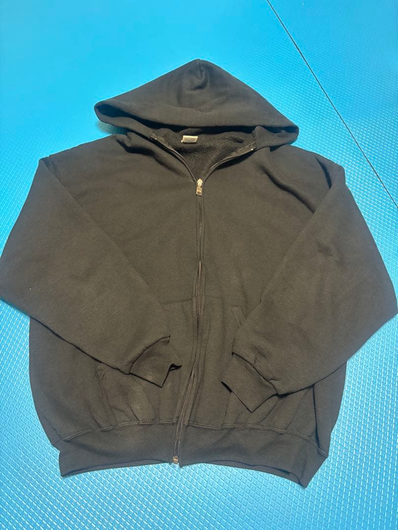 90s RUSSELL 黒 ジップパーカー 裏起毛 XL