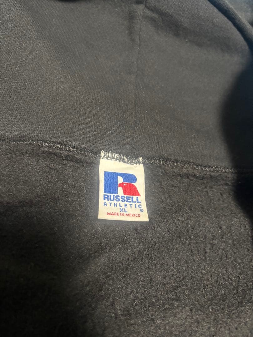 90s RUSSELL 黒 ジップパーカー 裏起毛 XL