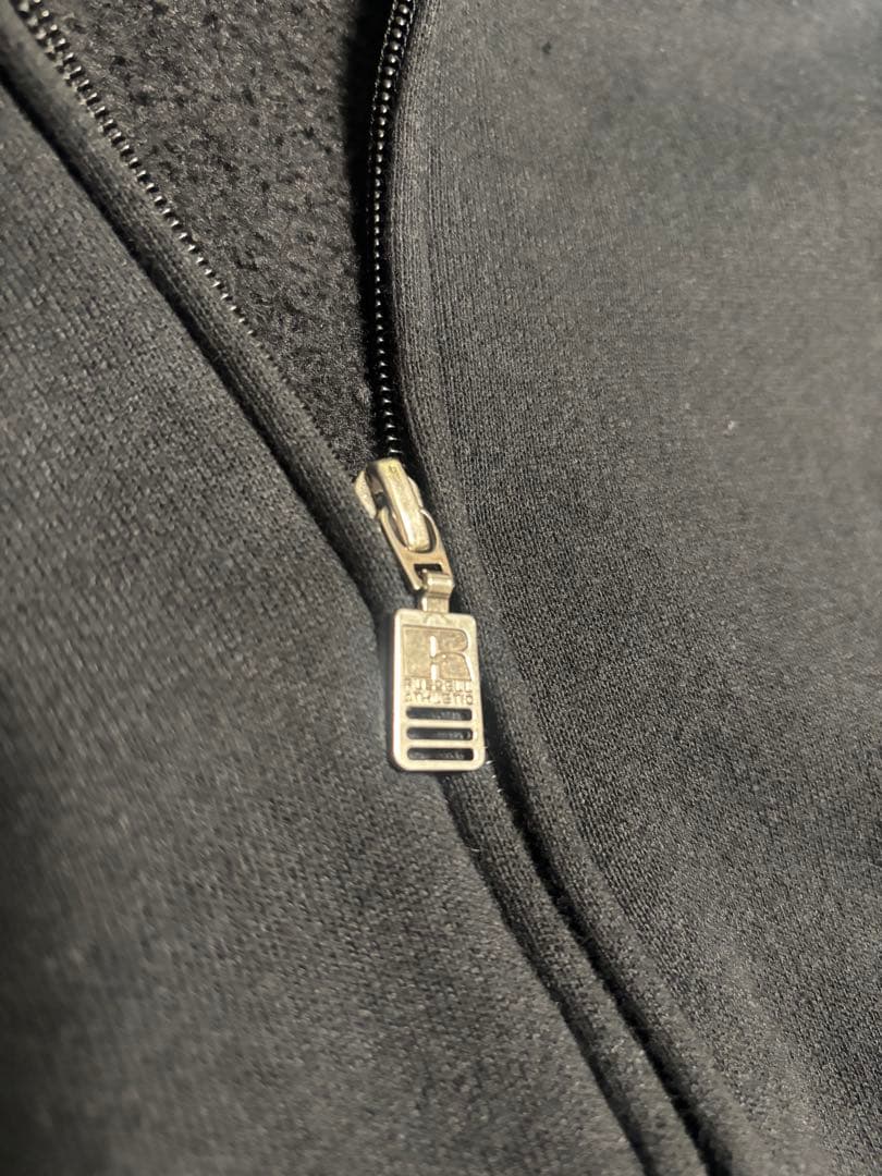 90s RUSSELL 黒 ジップパーカー 裏起毛 XL