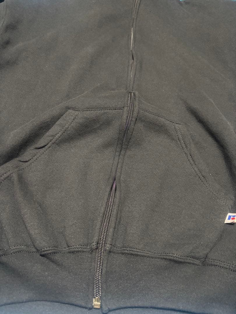 90s RUSSELL 黒 ジップパーカー 裏起毛 XL