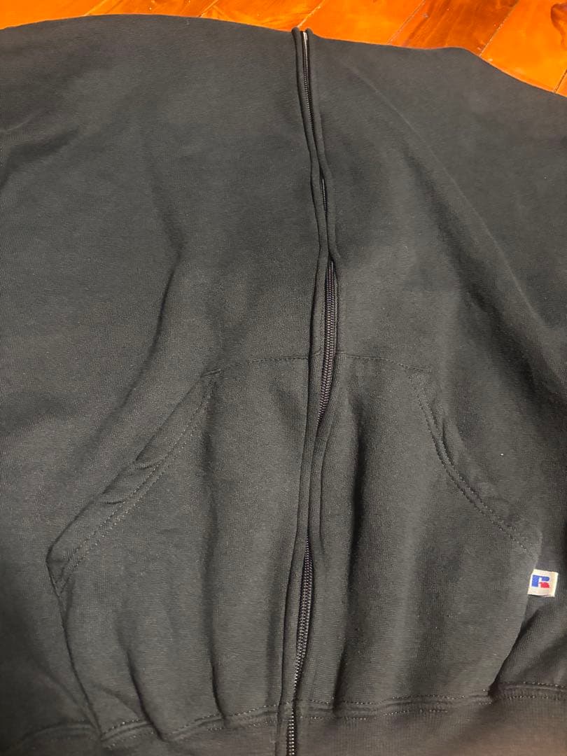 90s RUSSELL 黒 ジップパーカー 裏起毛 XL