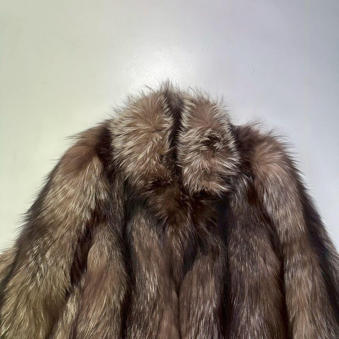 ボリューム◎シルバーフォックス ファーコート 毛皮 リアルファー