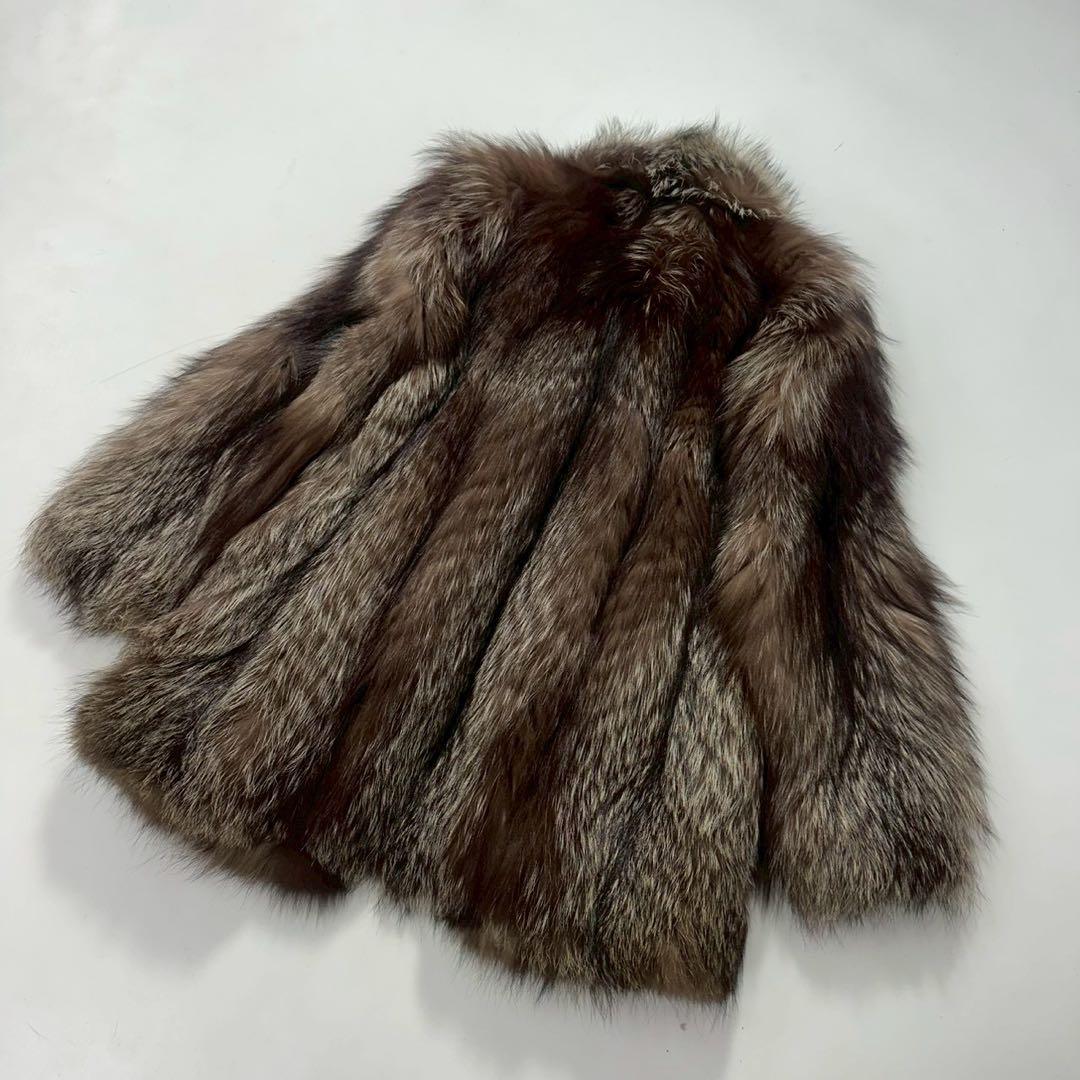 ボリューム◎シルバーフォックス ファーコート 毛皮 リアルファー