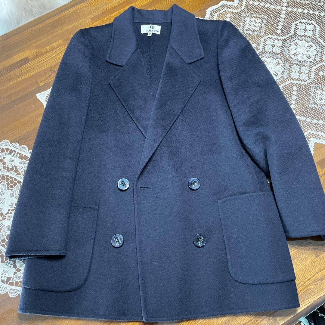 GERARDI カシミア100％ジャケットコ－ト イタリア製　ダ－クネイビー