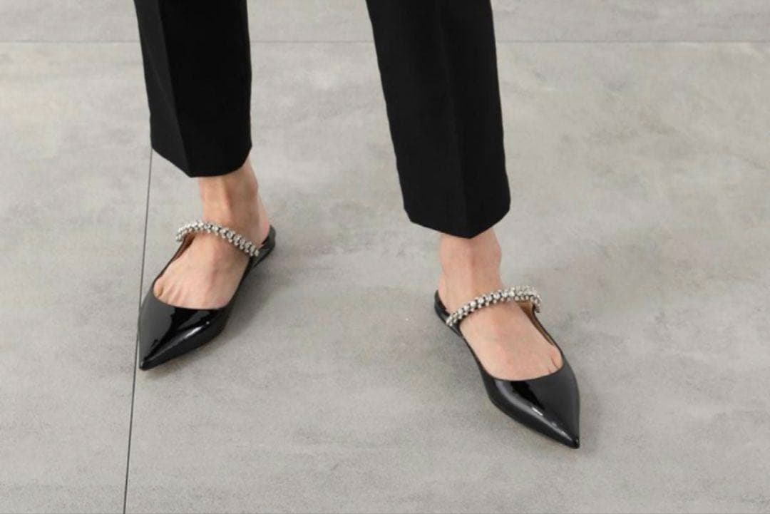 JIMMYCHOOクリスタル サンダル Bing Flatミュールサイズ38