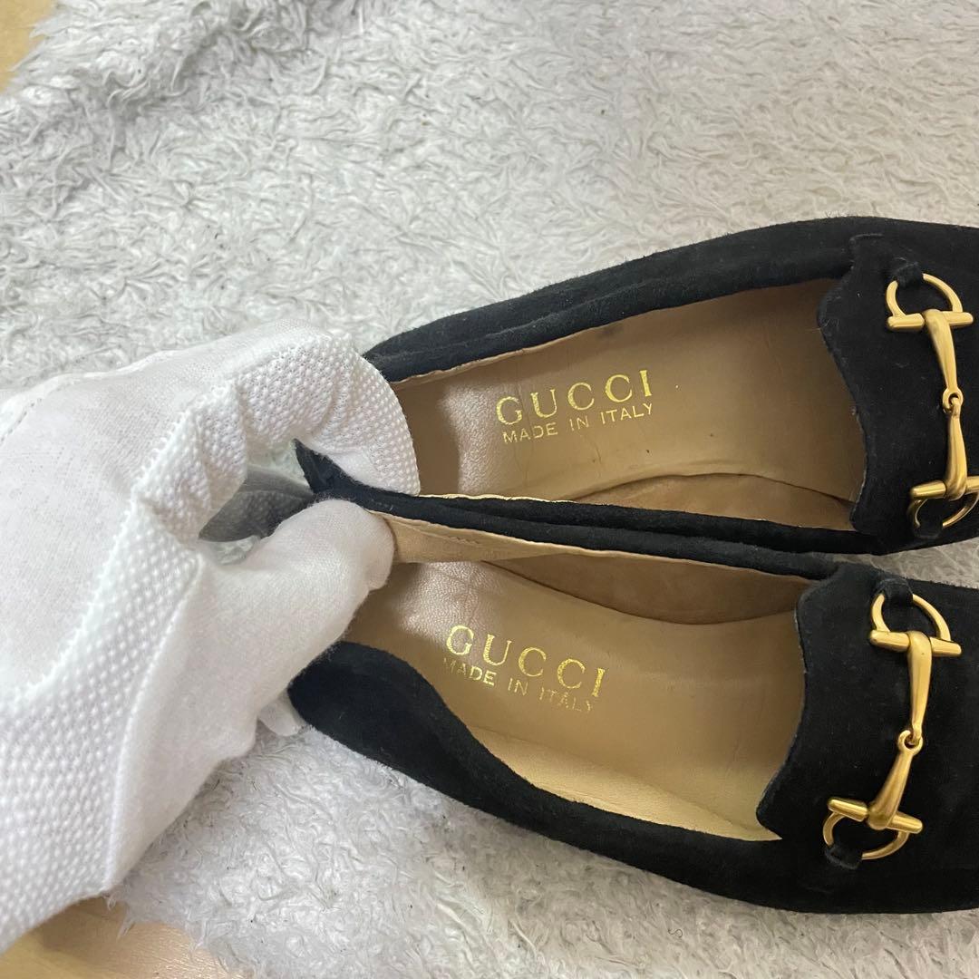 【美品】GUCCI ホースビット34 フラットシューズ21cm 黒