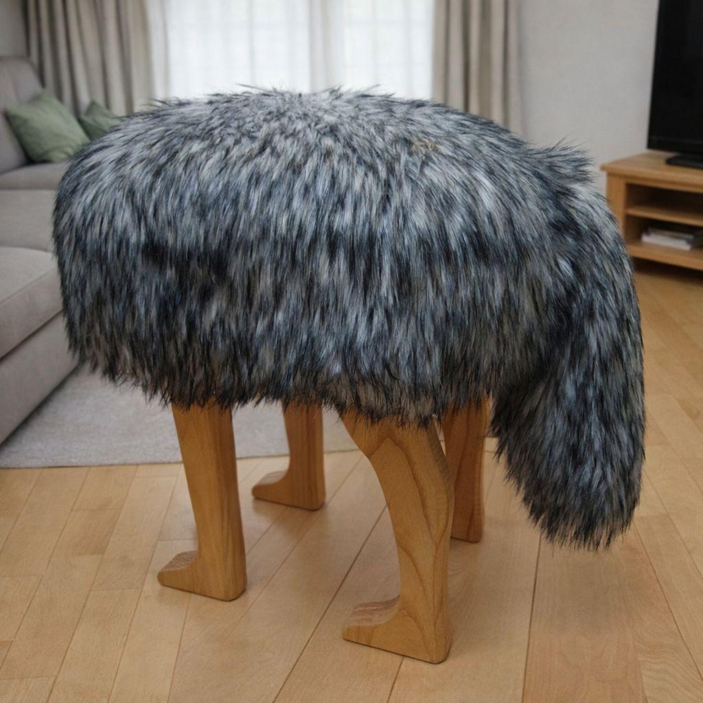 h×TAKUMI 匠工芸 アニマルスツール Lサイズ ウルフグレーミックス