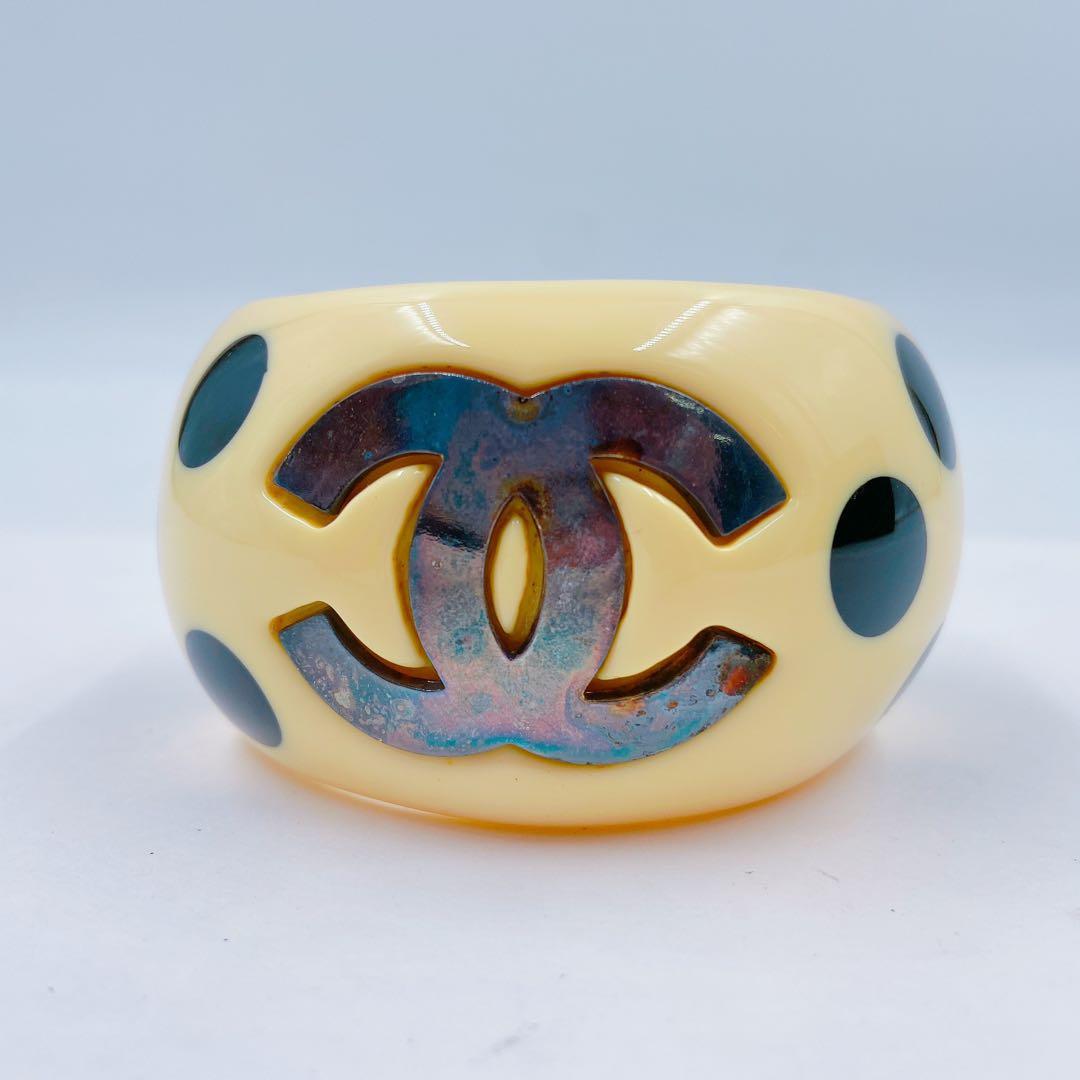 9EM103 CHANEL シャネル バングル ヴィンテージ ココ 水玉