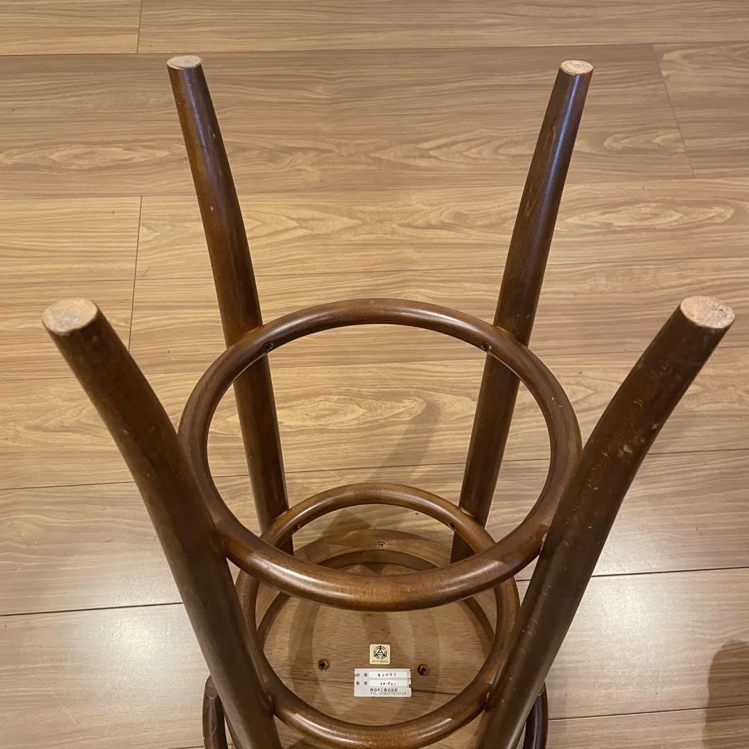 希少品　秋田木工 ベントウッド　ハイスツール 曲げ木 丸椅子 カウンターチェア