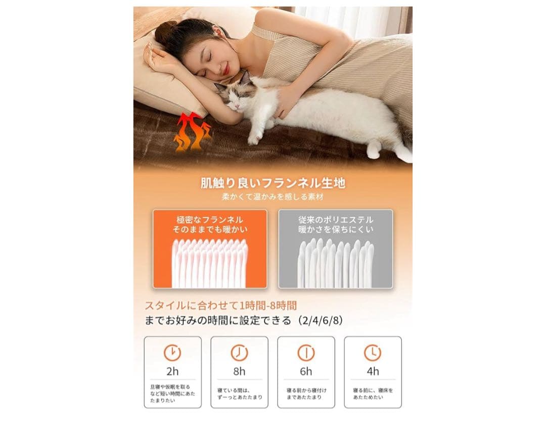 nanaemomohana　電気毛布 掛け敷き兼用 電気ブランケット