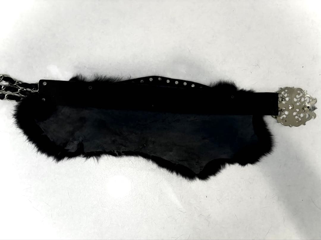 当時物 DIA ギャル 本革 ラビットファー ベルト