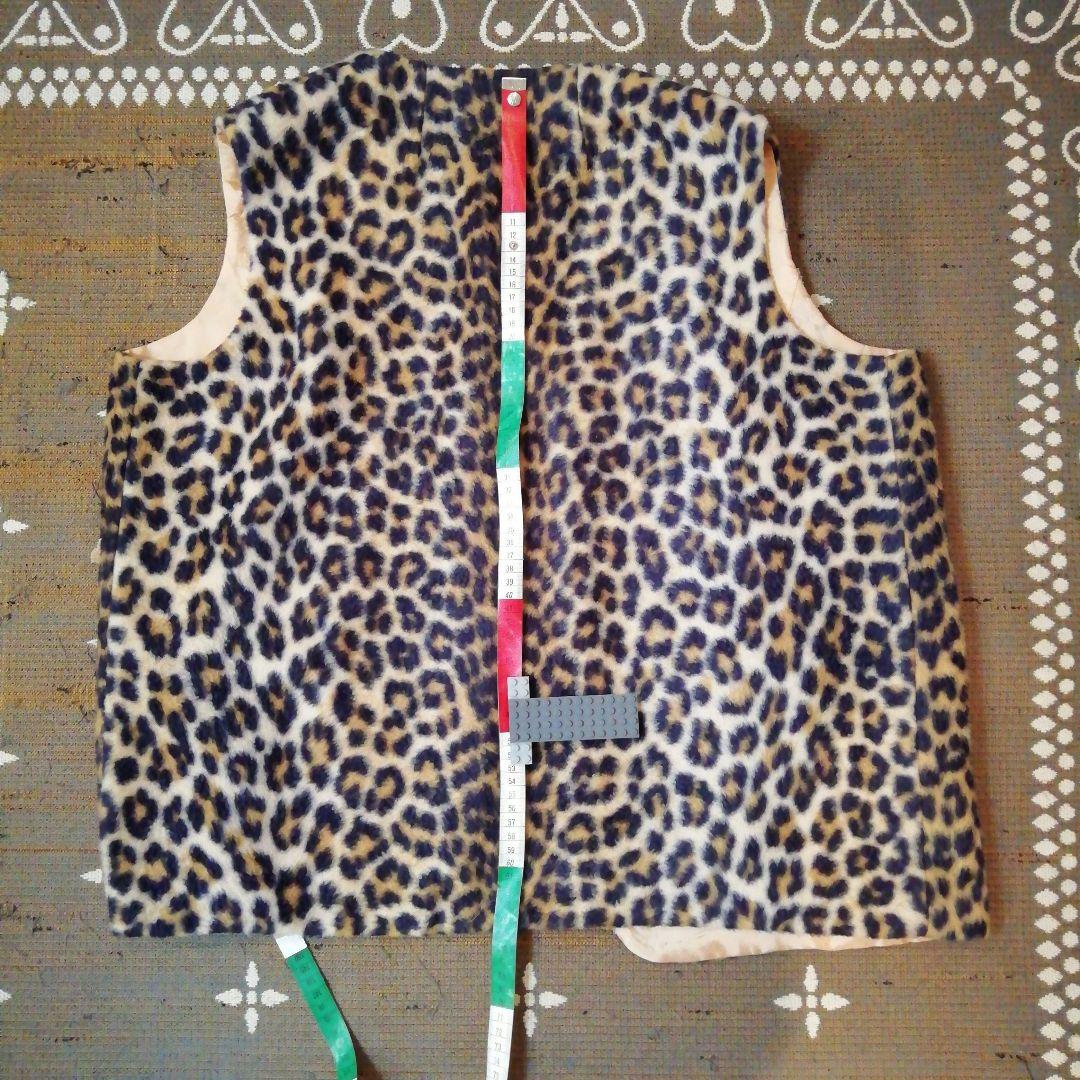 ビンテージ　レオパード　ベスト　フェイクファー　MCベスト 豹柄