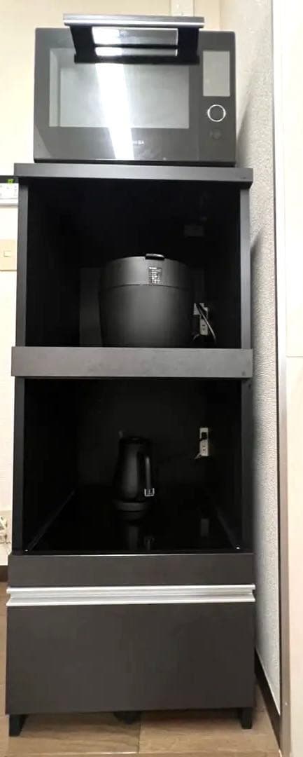 【値下げしました】【定価:43000円】スキマくん　レンジ台　黒　2段収納