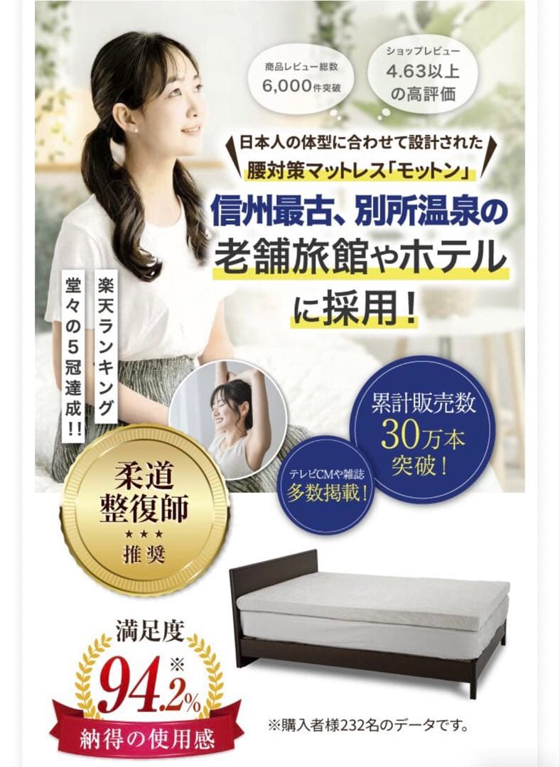 高反発マットレス モットン ダブル 敷布団 体圧分散 10cm 日本製