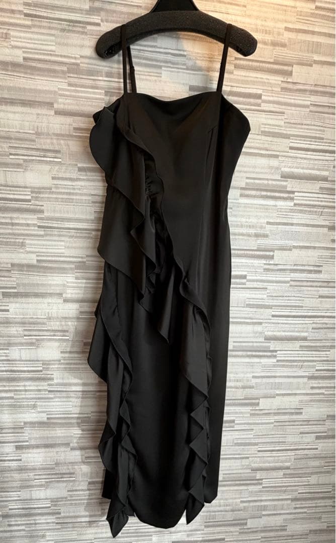 LAGUNAMOON シアートップス付 フリルキャミドレス M ブラック