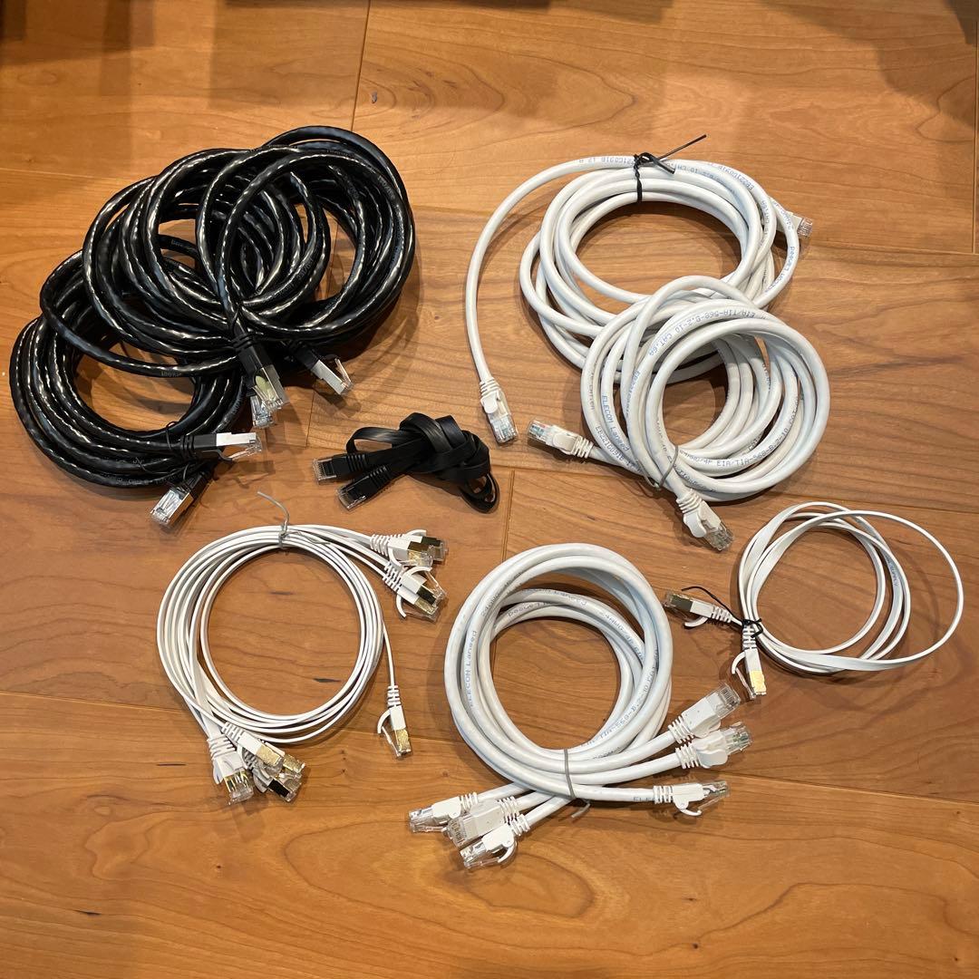 LANケーブル 黒と白 15本まとめ売りセット cat.6,6A,7