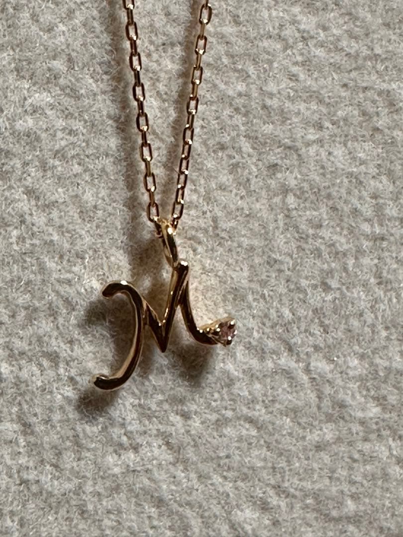 k18プチダイヤモンドネックレス　未使用！イニシャルM