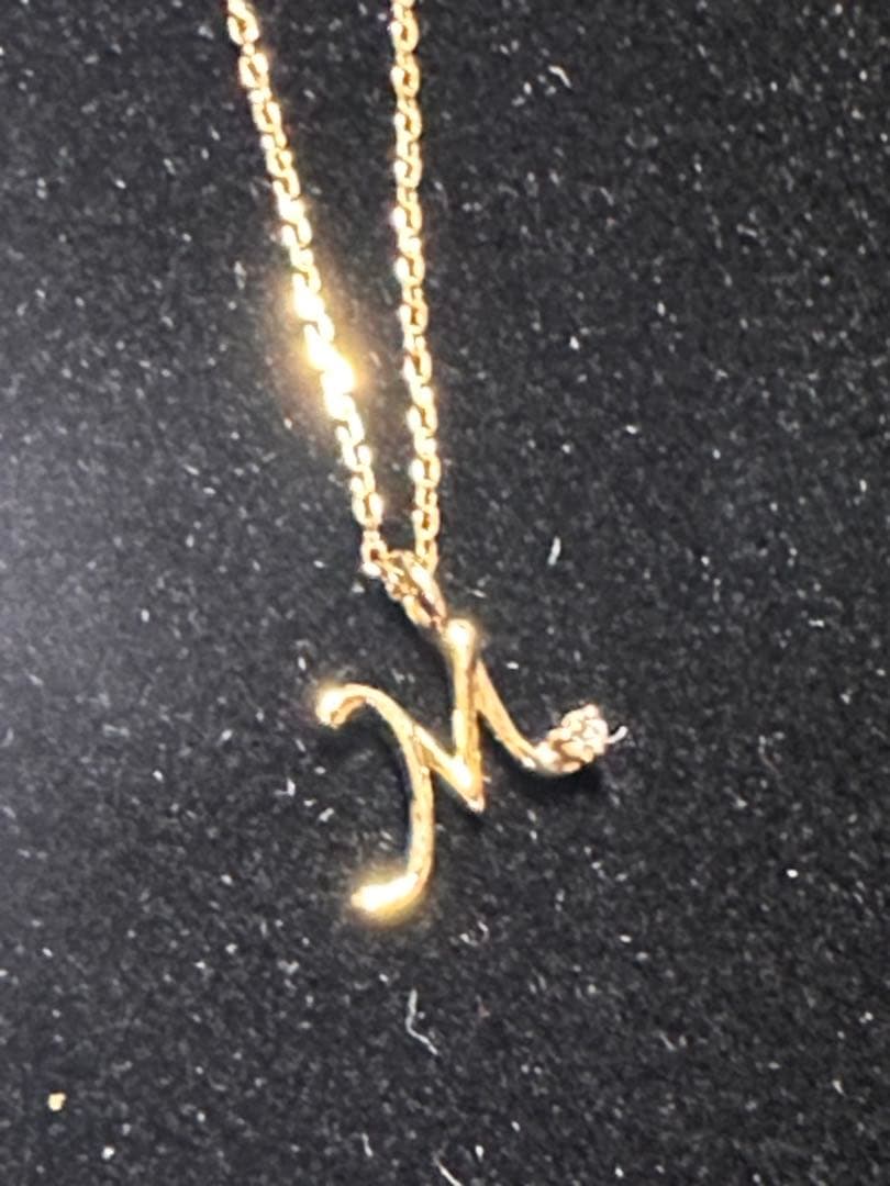 k18プチダイヤモンドネックレス　未使用！イニシャルM