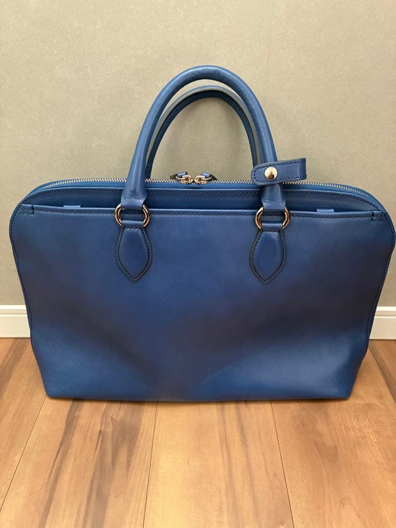 美品　DEUX MONCX ビジネスバッグ 2way レザー ブルー