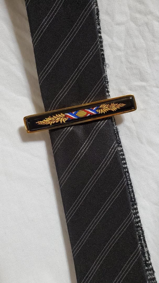 正規良 エルメス エマイユ ネクタイピン タイバー 七宝焼 紺黒×mixカラー