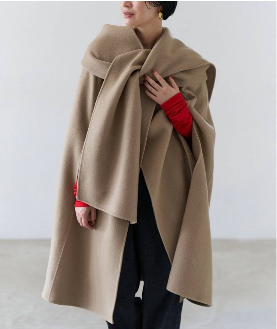 VERMEIL par iena Super140s マントコート　ベージュ