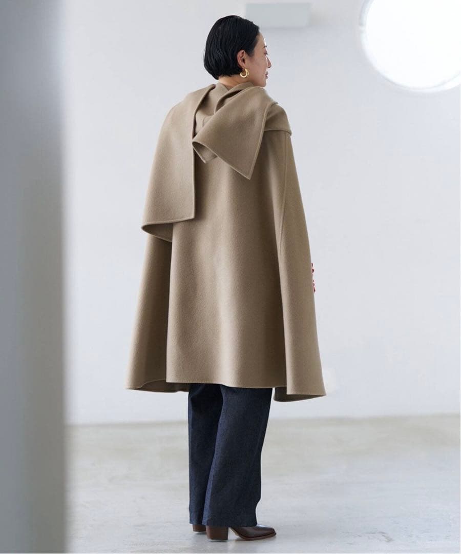 VERMEIL par iena Super140s マントコート　ベージュ