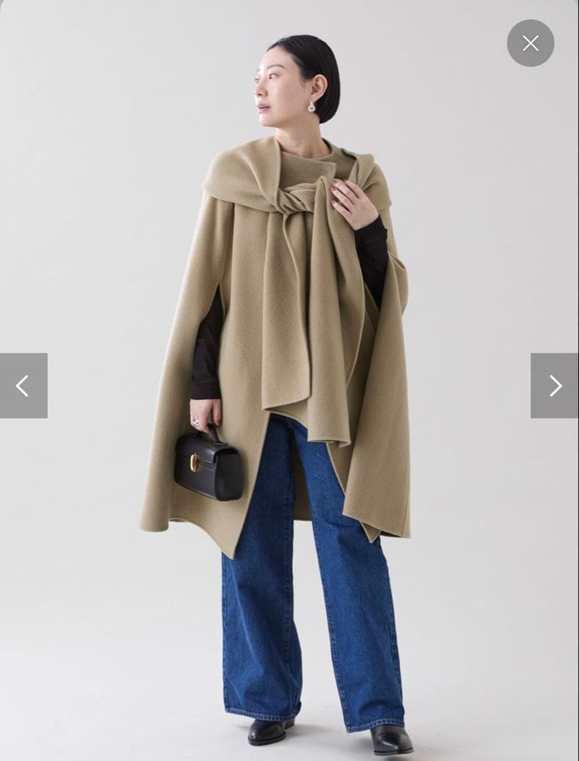 VERMEIL par iena Super140s マントコート　ベージュ