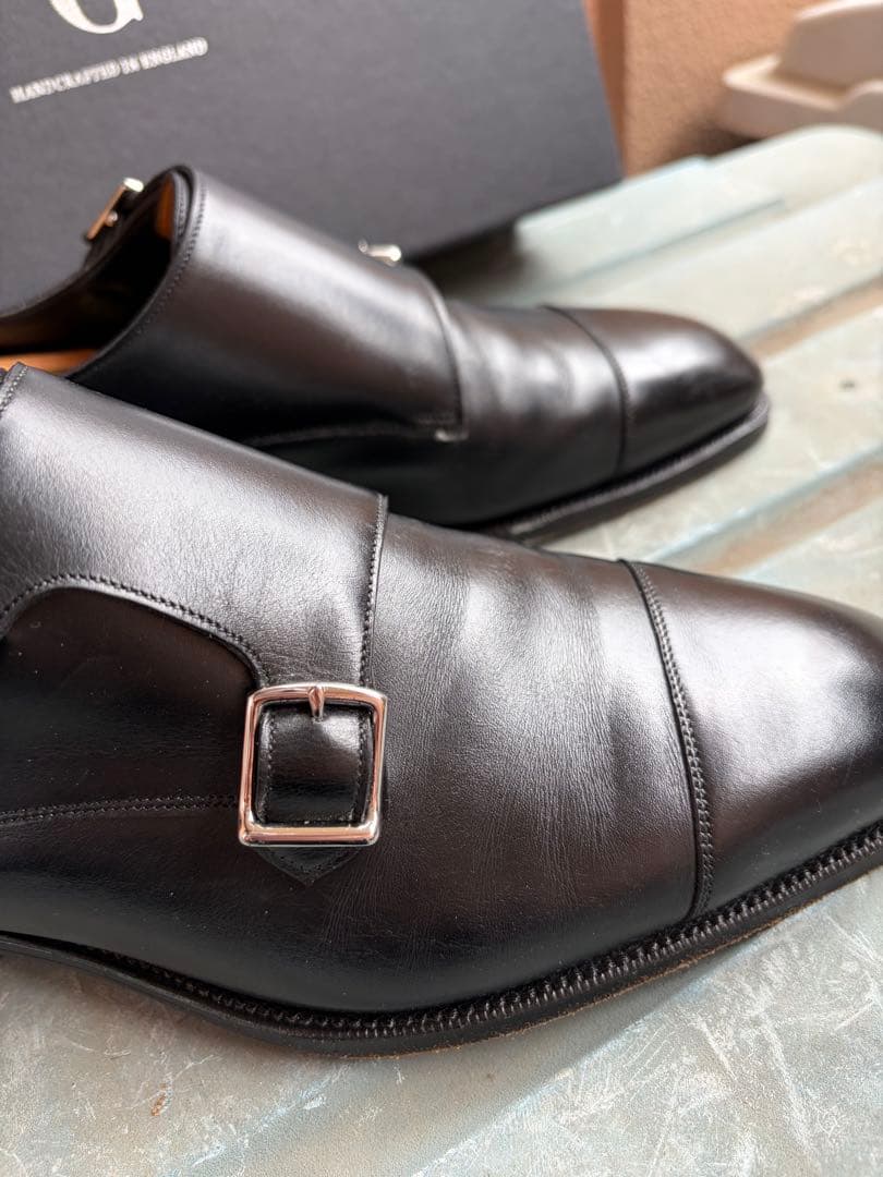 GAZIANO & GIRLING ブラック ダブルモンクシューズ
