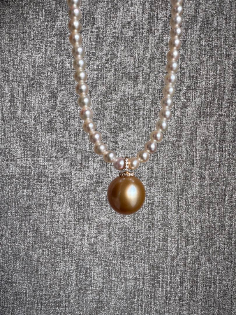 新品　18K 高品質南洋白蝶ゴールデンパールペンダント