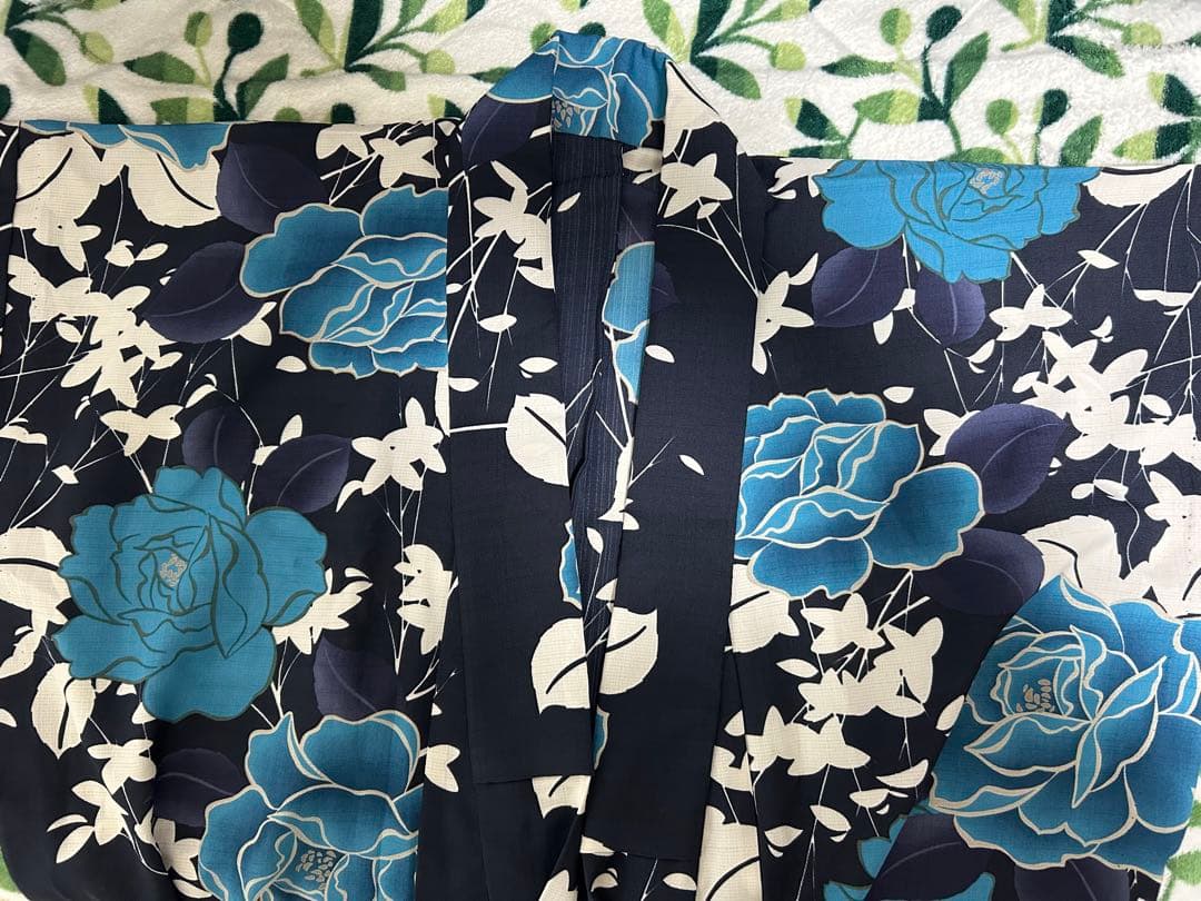浴衣単品　撫松庵　浴衣　薔薇　青　ネイビー　セオアルファ