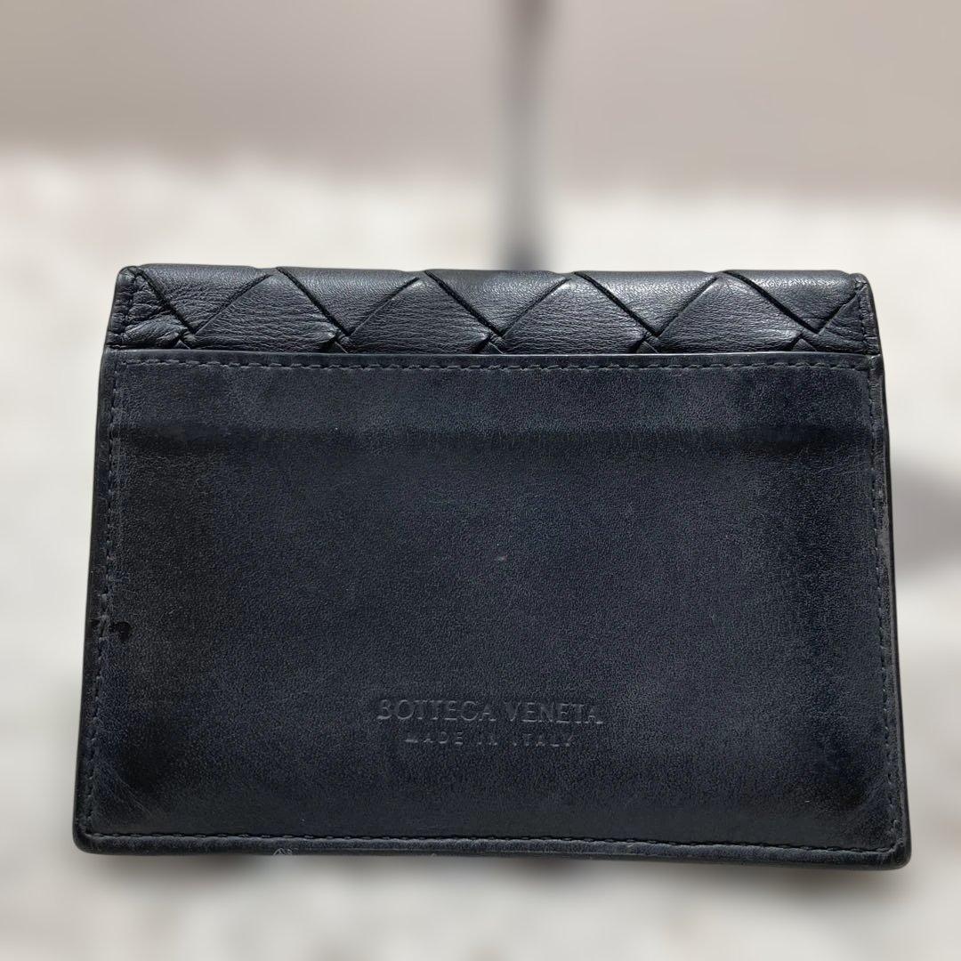 美品 ボッテガヴェネタ　マキシイントレチャート　カードケース　ブラック　レザー