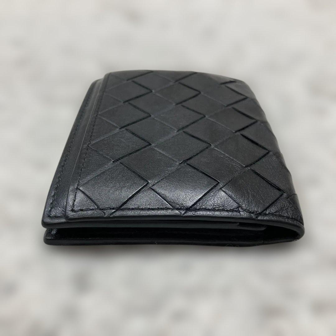 美品 ボッテガヴェネタ　マキシイントレチャート　カードケース　ブラック　レザー