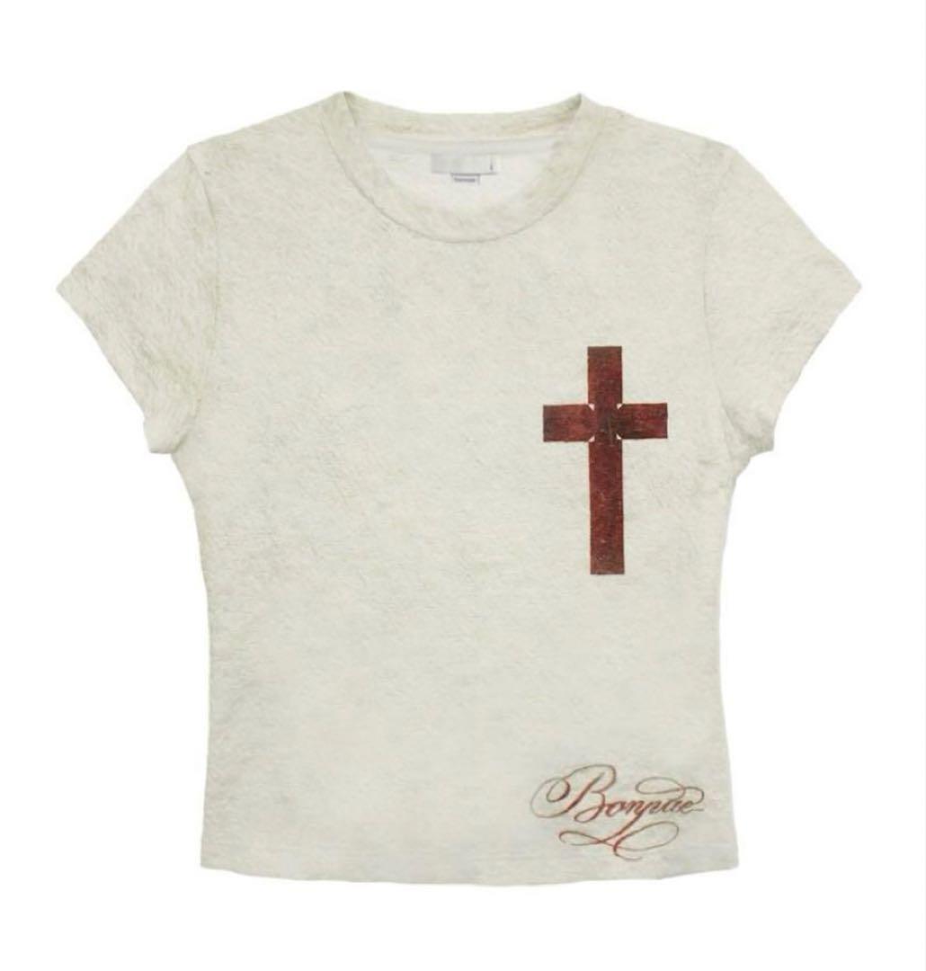 トップス BONNAE Graphic open back slit top Ivory