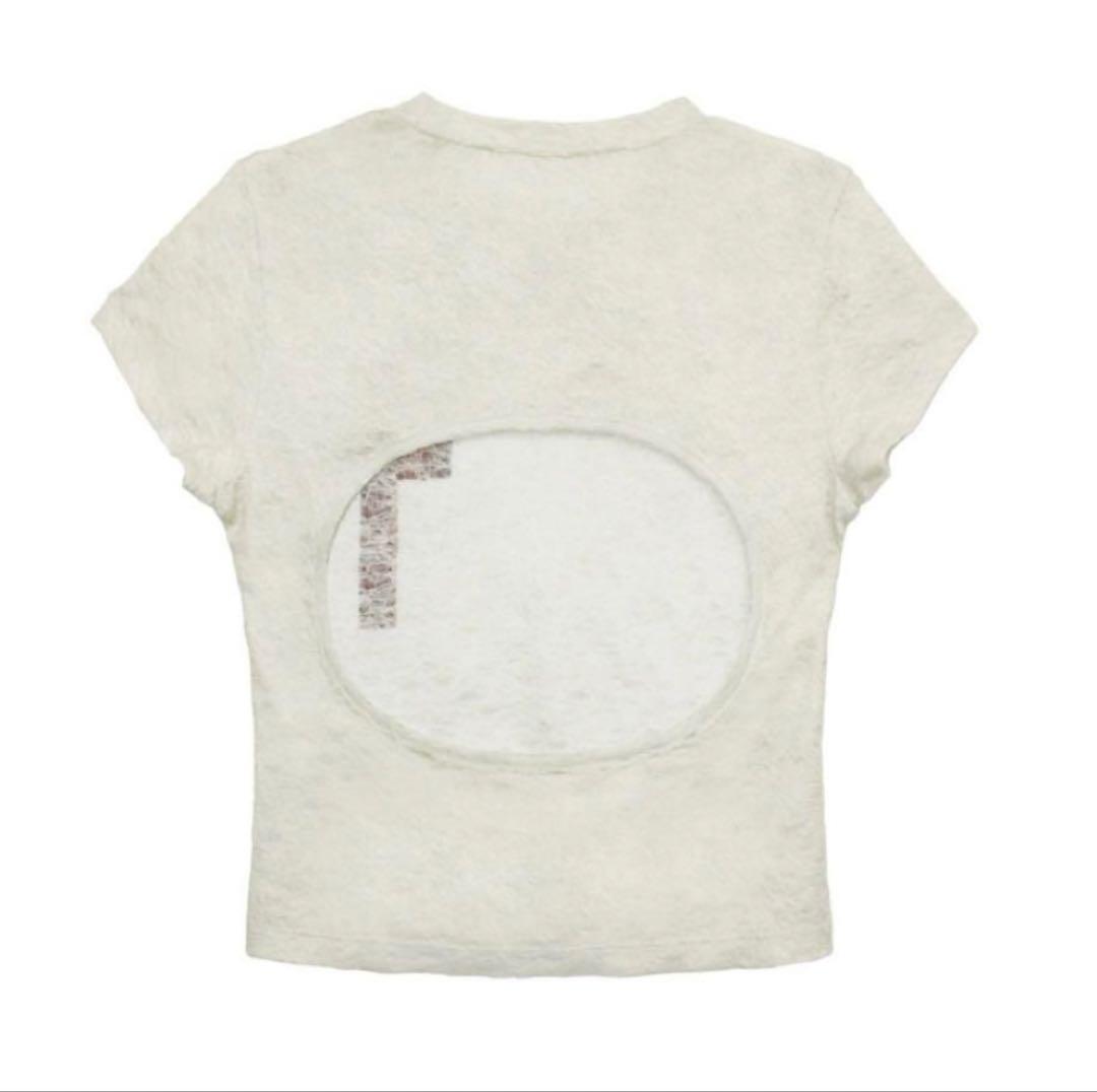 トップス BONNAE Graphic open back slit top Ivory