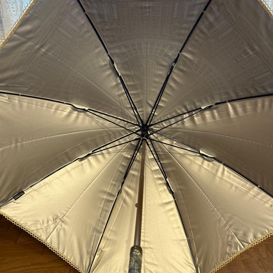 美品　美女と野獣　長傘　傘　長さ2段階　晴雨兼用　ディズニー　ステンドガラス風