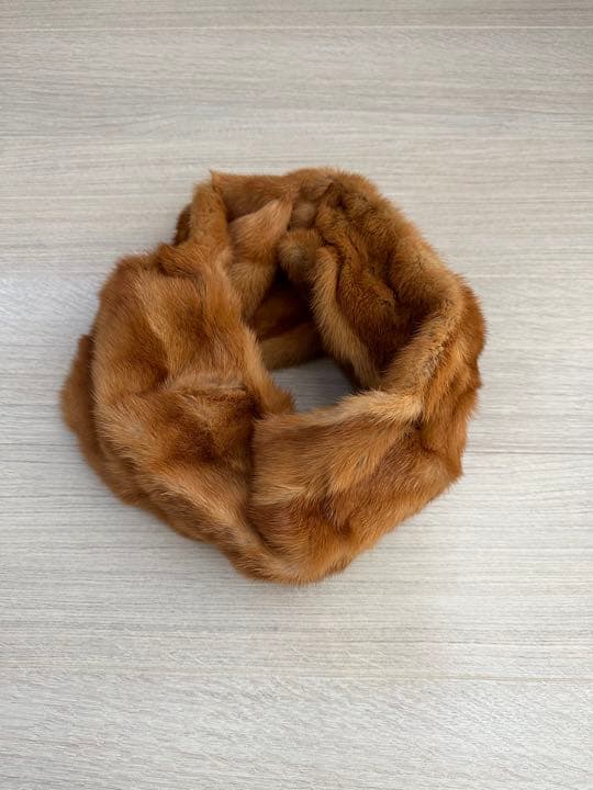 リアルファー スヌード リメイク 茶 ウィーゼル チャイナミンク