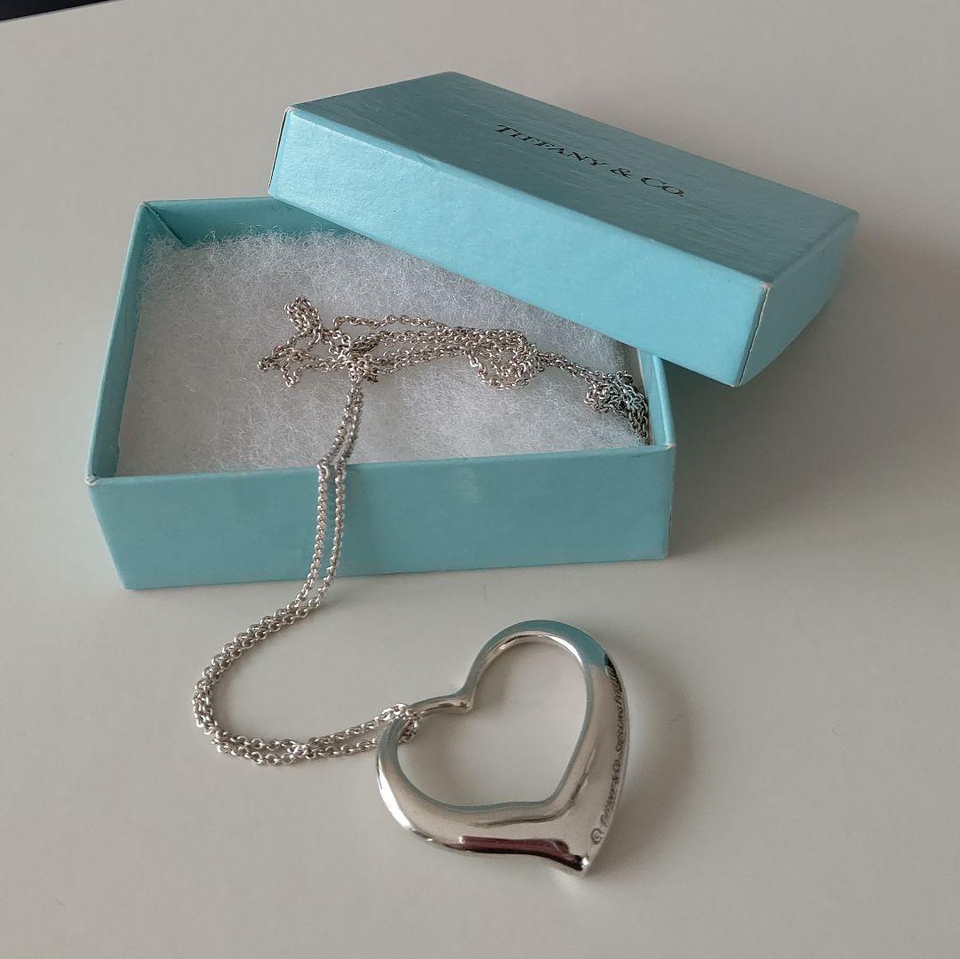 ティファニーラージオープンハートロングネックレスSV925 Box付き