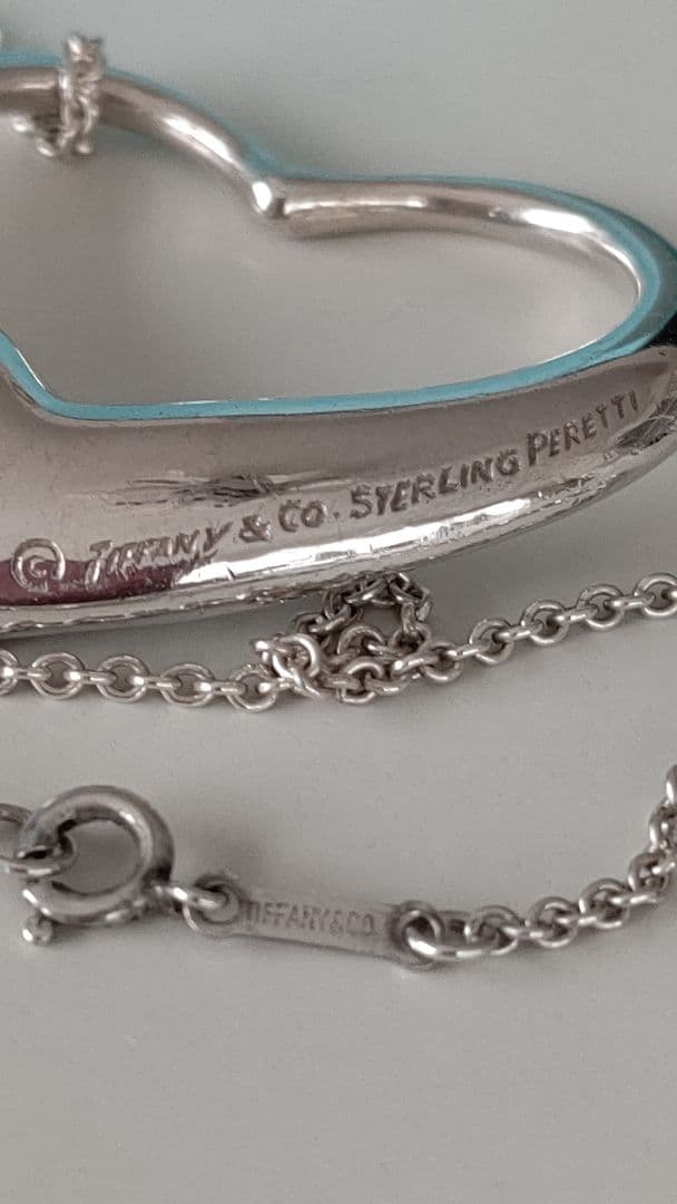 ティファニーラージオープンハートロングネックレスSV925 Box付き