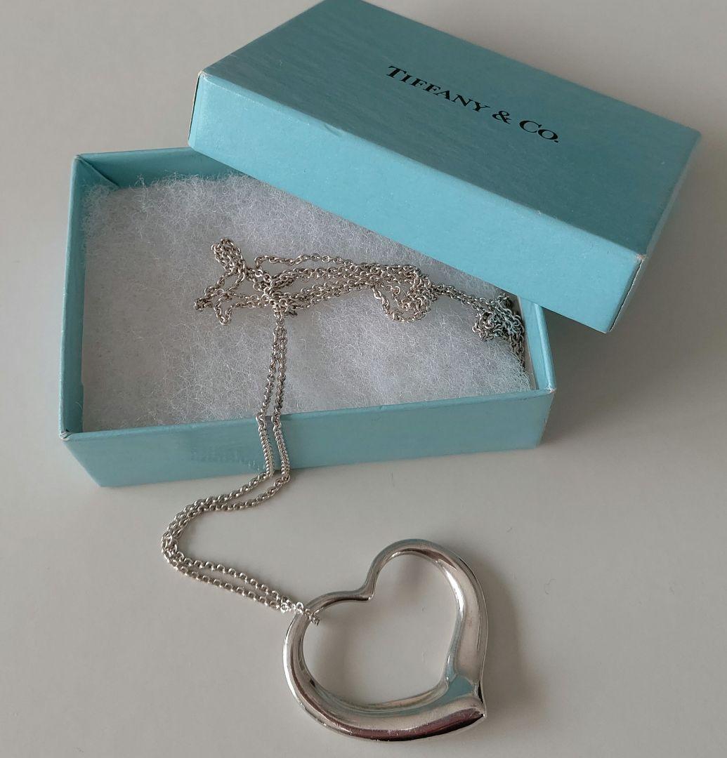 ティファニーラージオープンハートロングネックレスSV925 Box付き